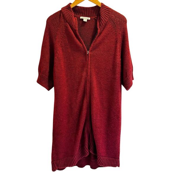 Coldwater Creek Womens XL 18 Full Zip Tunic Cardigan Sweater Burgundy Wool Blend - Picture 1 of 10